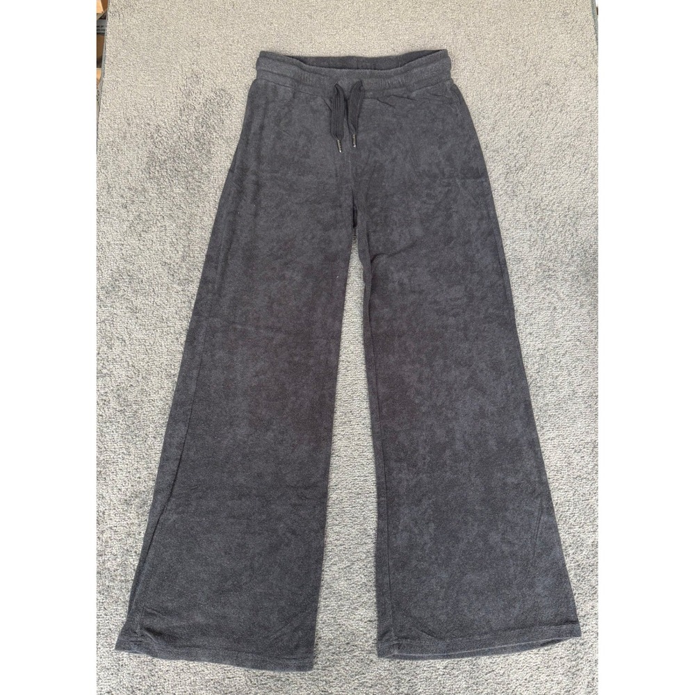 Ocean Drive Womens Charcoal Grey Terry Cloth Wide Leg Lounge Pants B10241 Size S